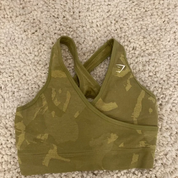 Gymshark seamless Green army print Sports Bra - Picture 4 of 6